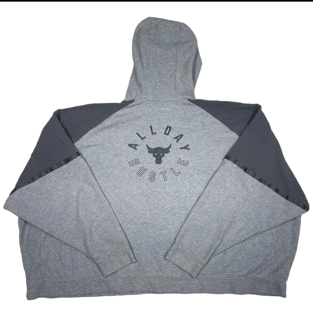 Under Armour Project Rock Hoodie Sweatshirt Large Gray All Day Hustle Oversized - Picture 4 of 4